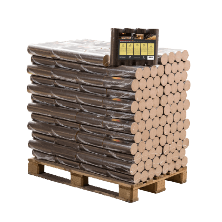 Bricchetti di Legno Cilindrici 100% Faggio Tondi DIN+ – Confezione da 10 kg (Bancale da 96 Pacchi 960 kg)